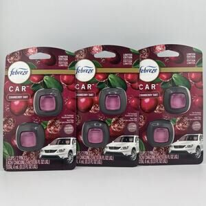 3 Pack Febreze Car Air Freshener Vent Clip Cranberry Tart 2Ct Odor-Fight